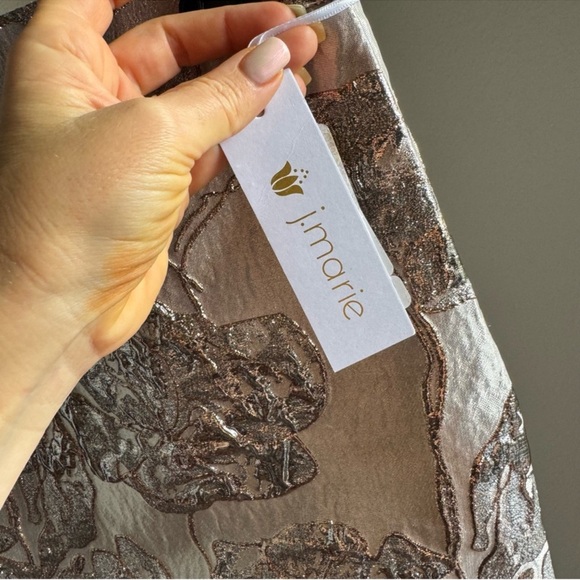 NWT J.Marie The Kai Silver Gold Floral Mini Skirt Sz L - Picture 10 of 10